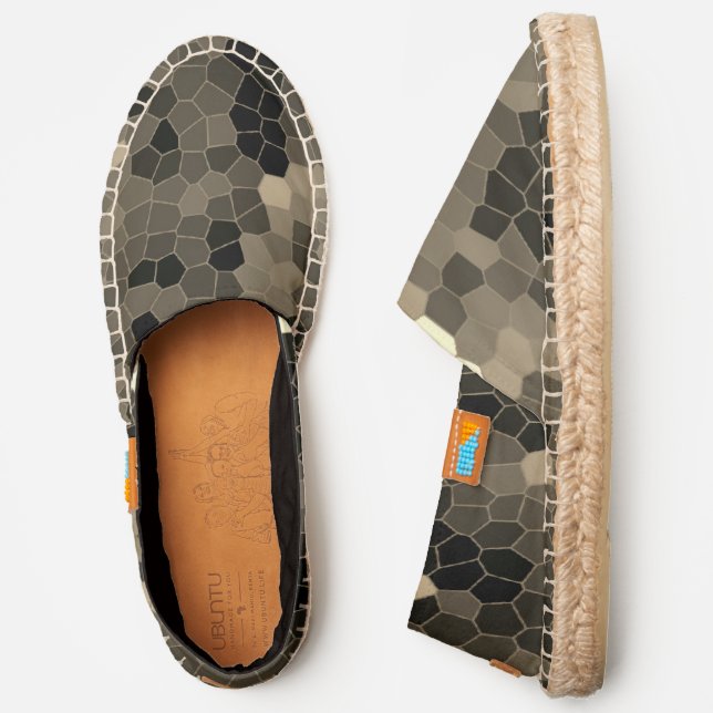 brown tan olive mosaic camo black liner unisex espadrilles (Side)