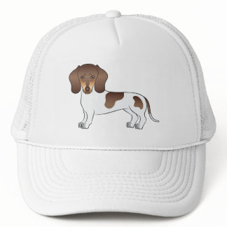 Brown &amp; Tan Pied Short Hair Dachshund Illustration Trucker Hat