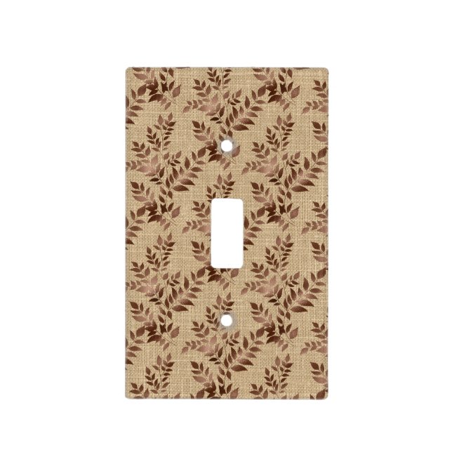 Brown Tan Rose Gold Leaves  Light Switch Cover (Front)