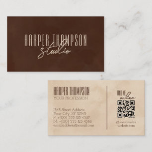 Brown Tan Stylish Signature Script Business Card