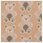 Brown Tan Teddy Bear Plush Animal Toy Print Fabric