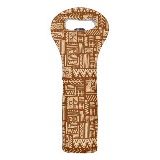BROWN & TAN TRIBAL PATTERNS WINE BAG