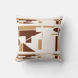 Brown Tan White Southwest Look Minimalist Abstract Throw Pillow