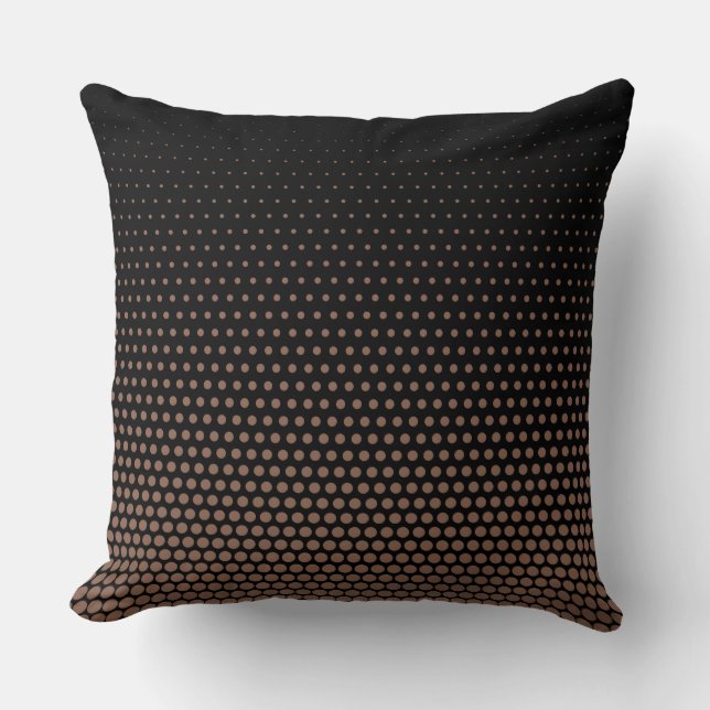 Brown-tangelo Techno Dots Modern Black Throw Pillow (Front)