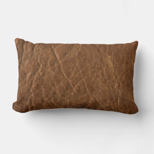 Brown Tanned Leather Texture Background Lumbar Pillow