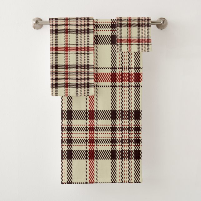 Brown Tartan Bath Towel Set (Insitu)