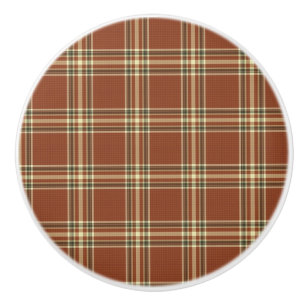 Brown Tartan Ceramic Knob