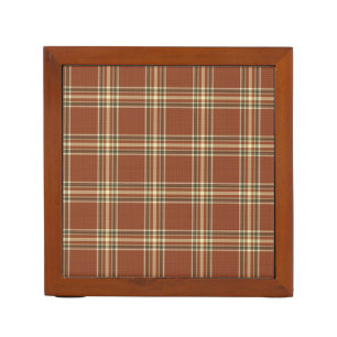 Brown Tartan Desk Organizer