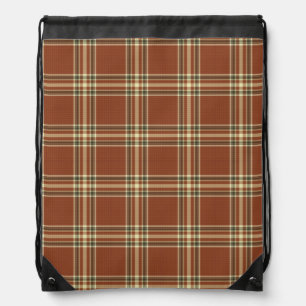 Brown Tartan Drawstring Backpack