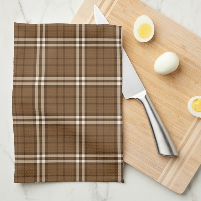 Brown Tartan Kitchen Towel (Quarter Fold)