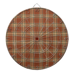 Brown Tartan Metal Cage Dartboard