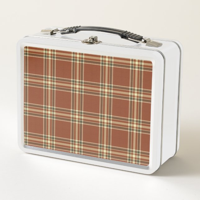 Brown Tartan Metal Lunch Box (Front)