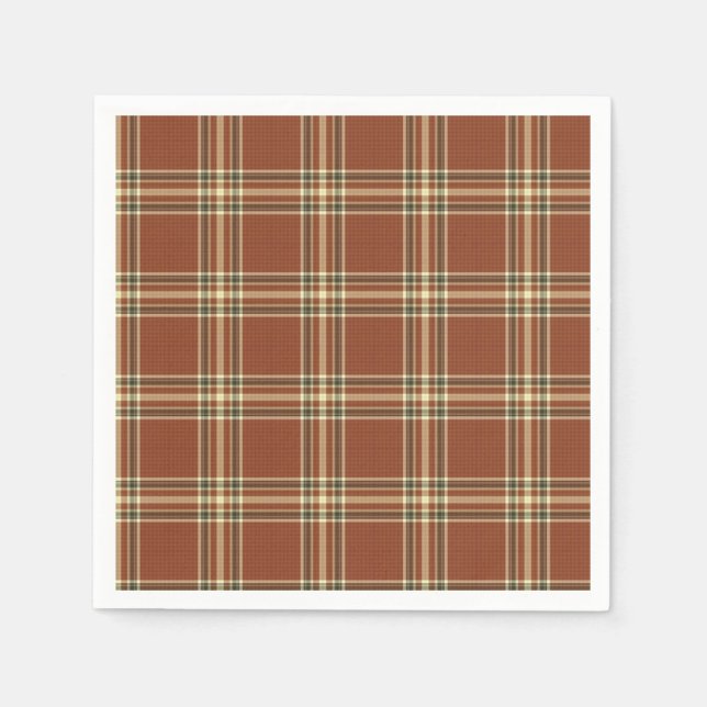 Brown Tartan Paper Napkins (Front)