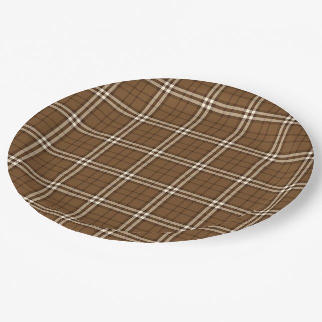Brown Tartan Paper Plates (Angled)