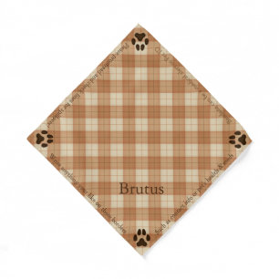 Brown Tartan Personalized Name & Message Pet ID Bandana
