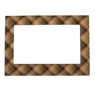 Brown Tartan Plaid Rustic Argyle Pattern Magnetic Frame