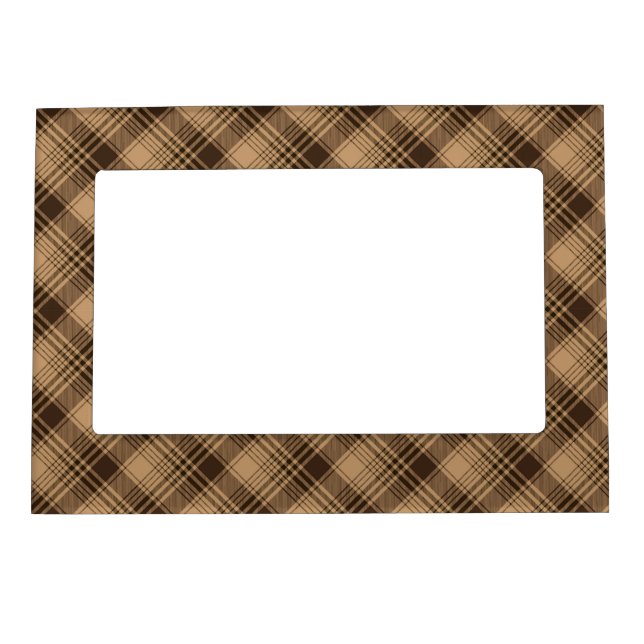 Brown Tartan Plaid Rustic Argyle Pattern Magnetic Frame (Front)