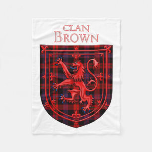 Brown Tartan Scottish Plaid Lion Rampant Fleece Blanket