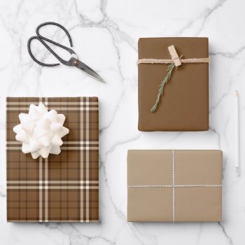 Brown Tartan Wrapping Paper Sheets by LMHDesigns at Zazzle