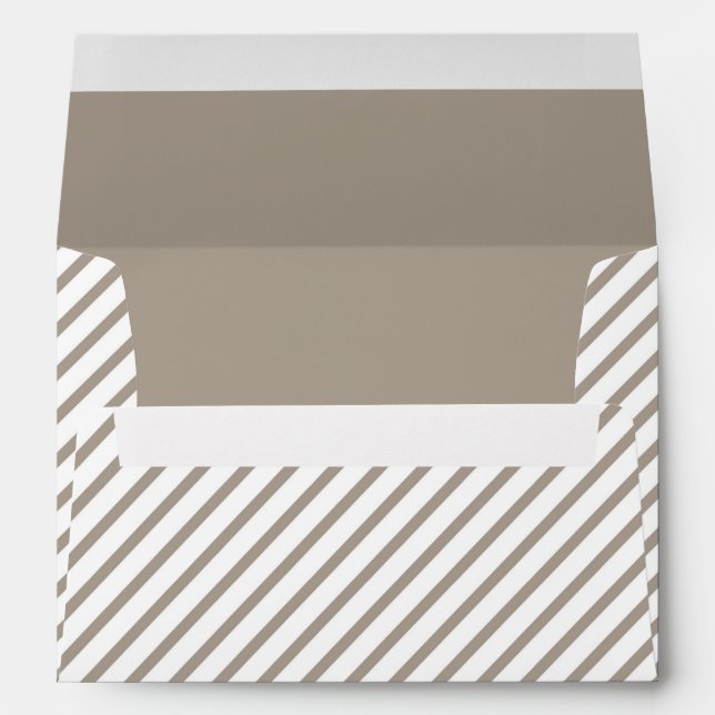 Brown Taupe And White Stripes Pattern Envelope (Back (Bottom))