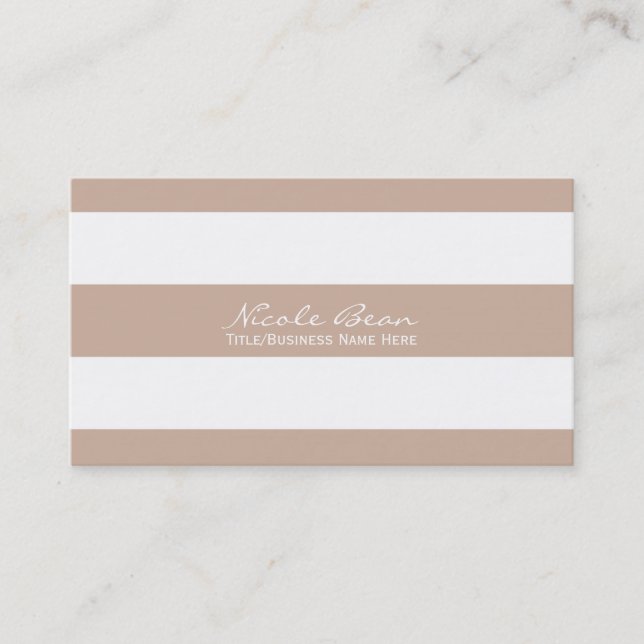Brown Taupe Modern Stripes Classic Business Card (Front)