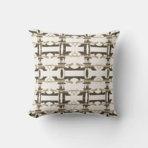 Brown Taupe Rows on Off-White Perpendicular Design Throw Pillow