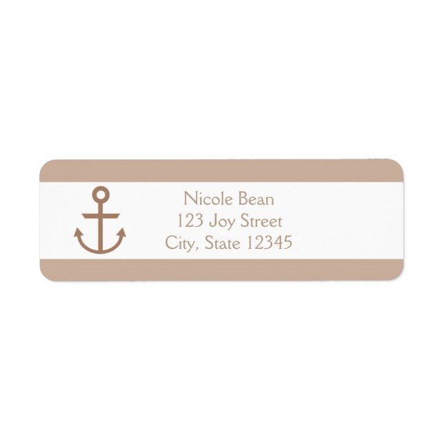 Brown Taupe & White Striped Anchor Labels (Front)