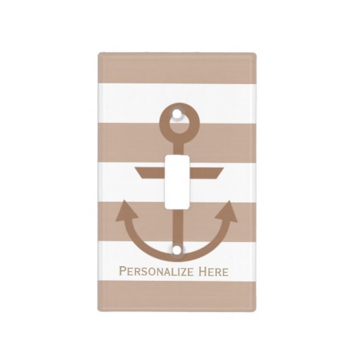 Brown Taupe  White Striped Anchor Light Switch