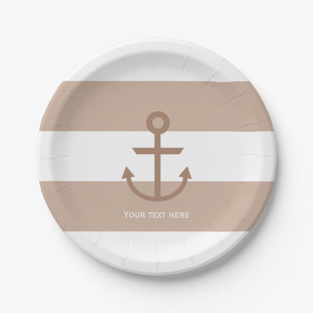 Brown Taupe & White Striped Anchor Plates (Front)