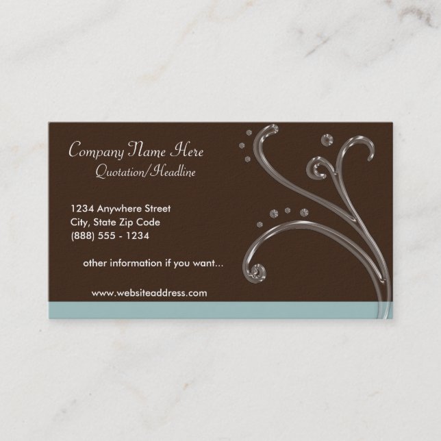 Brown & Teal Acrylic Design Business Card (Front)
