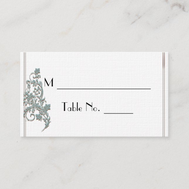 Brown Teal Art Deco Posh Wedding Place Cards (Front)