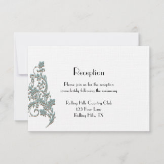 Brown Teal Art Deco Posh Wedding Reception Invitation