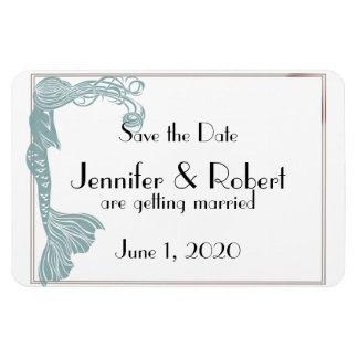 Brown Teal Art Deco Posh Wedding Save the Date Magnet