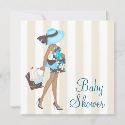 Brown Teal Blue Baby Shower Invitations