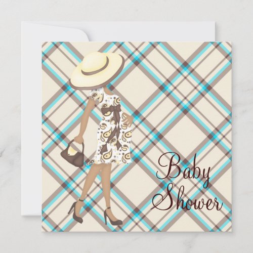 Brown Teal Blue Baby Shower Invitations