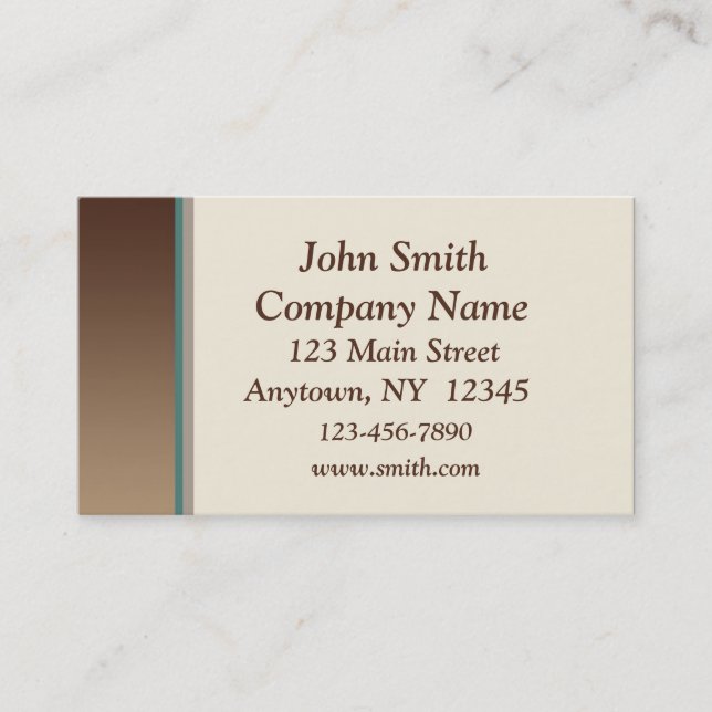 Brown Teal Border Business Card (Front)