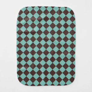 Brown Teal Checker Diamond Pattern Burp Cloth