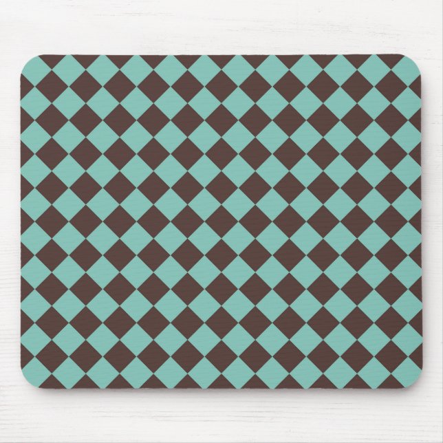 Brown Teal Checker Diamond Pattern  Mouse Pad (Front)