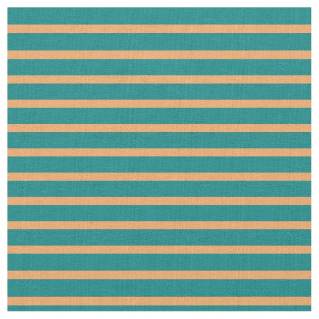 Brown & Teal Colored Striped/Lined Pattern Fabric (Close Up)
