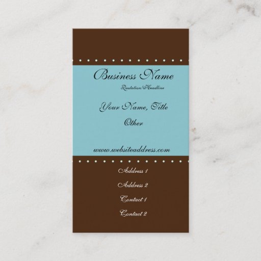 Customizable Brown &amp; Teal D3 Chic w/Dots Business Cards