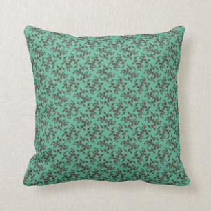 Brown & Teal Damask Throw Pillow