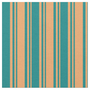 Brown & Teal Lined Pattern Fabric
