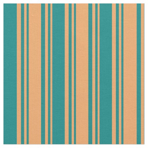 Brown & Teal Lined Pattern Fabric
