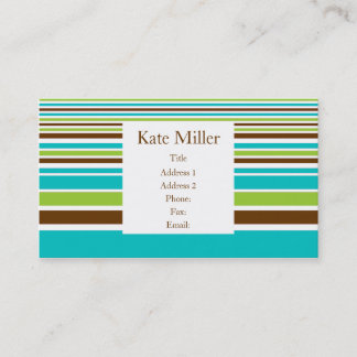 Brown Teal Olive Stripe Business Cards