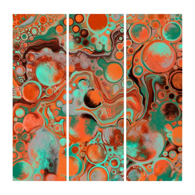 Brown, Teal, Orange Marble Fluid Art (Front)