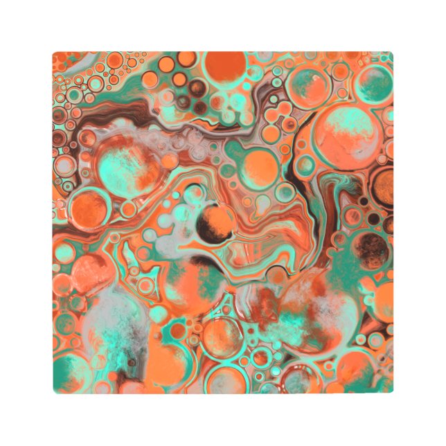 Brown, Teal, Orange Marble Fluid Art (Front)