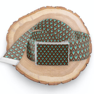 Brown Teal Ricaso Patterned Belt