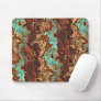 Brown Teal Turquoise Green Geode Marble Art Mouse Pad