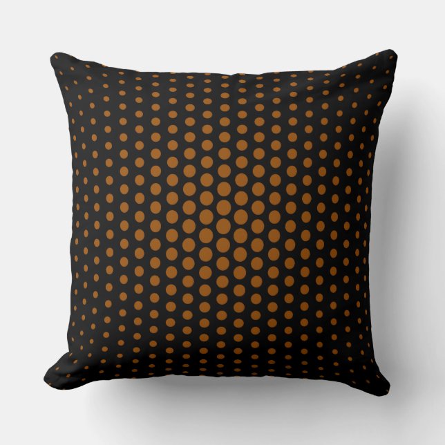 Brown Techno Dots Modern Black Throw Pillow (Front)