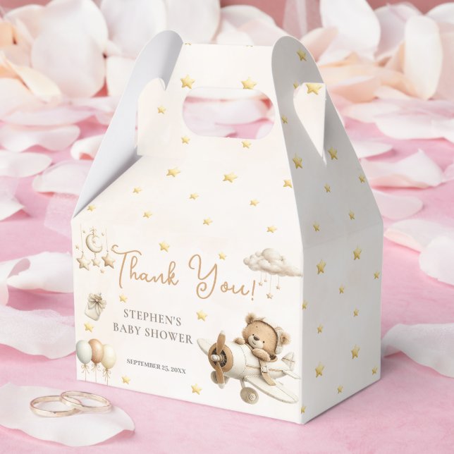 Brown Teddy Bear Airplane Favor Box (Wedding)